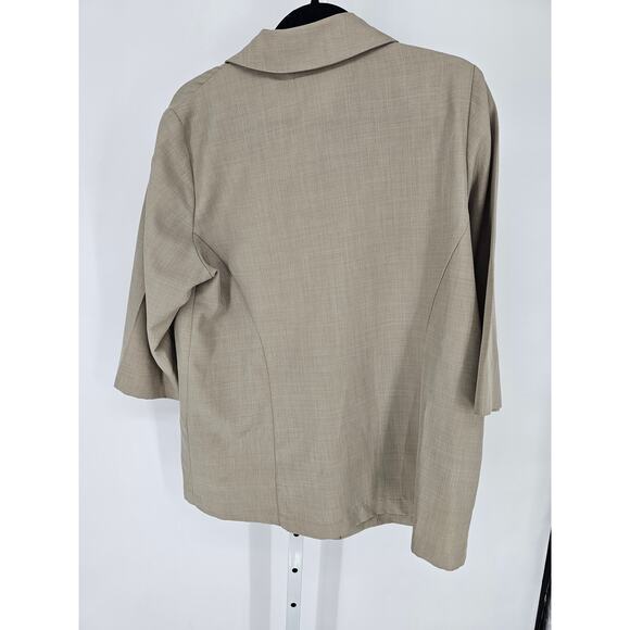 Jessica London Women's Tan 3/4 Sleeve Collared Button Down Shirt Top Size 1X - Picture 3 of 3